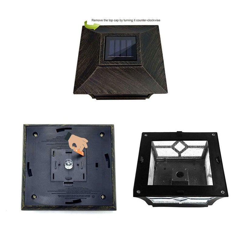 CHEEKON 5-1/2 x 5-1/2 Solar Post Cap Lights, Bronze, Metal and Glass, Outdoor Garden Yard Deck Street Top Wall - Image 3